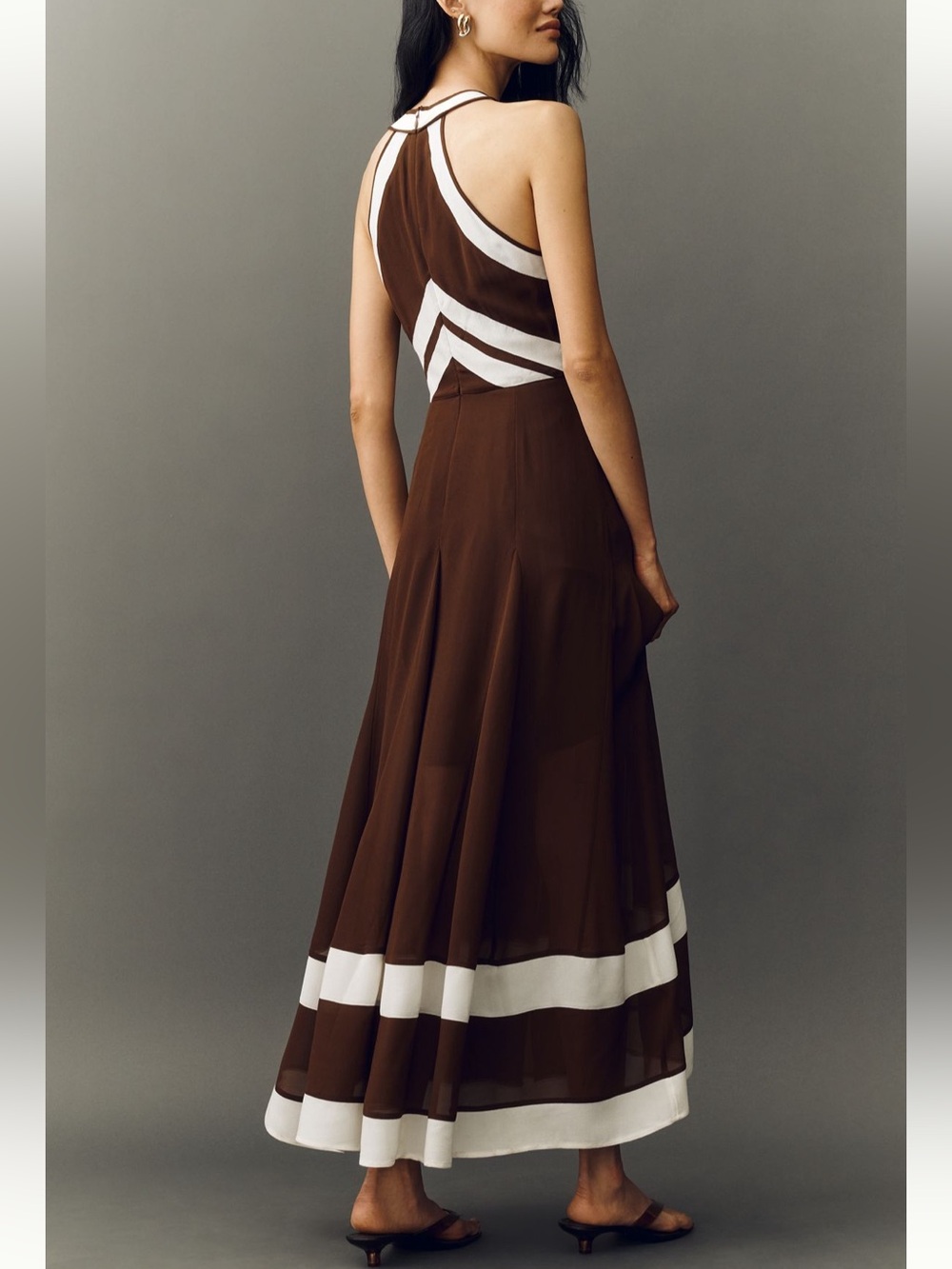Anthropologie BrownHalter Maxi Dress Sz-6 - Picture 3 of 15